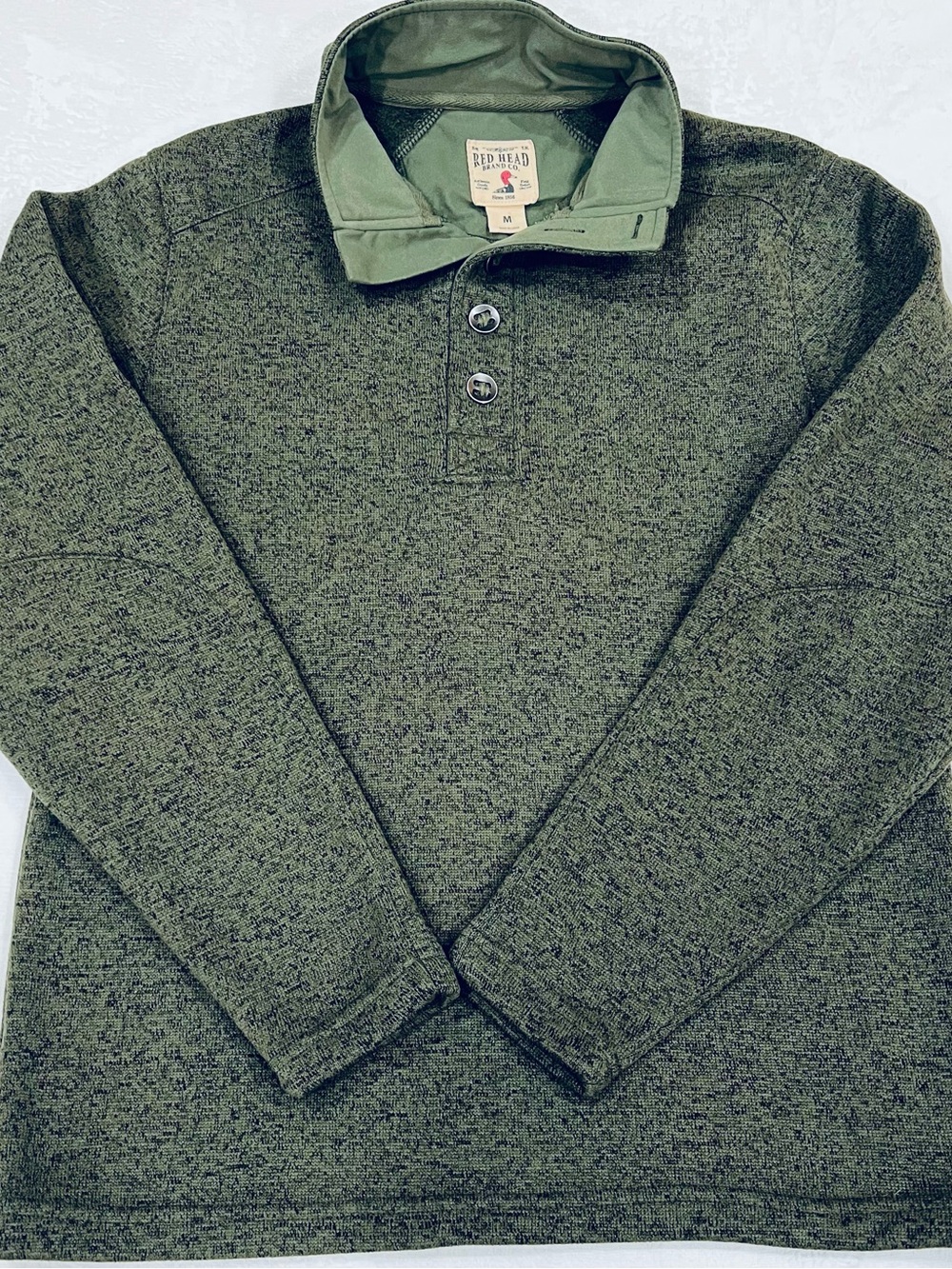 RedHead Men's Olive Green  Button-Up Collar Sweater
